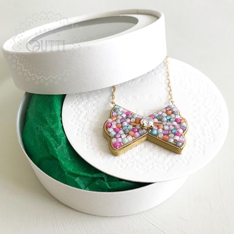 【1点品】14KGF/EMBROIDERY: 'ORIBBON' Necklace _01　-刺繍ﾈｯｸﾚｽ | 2枚目