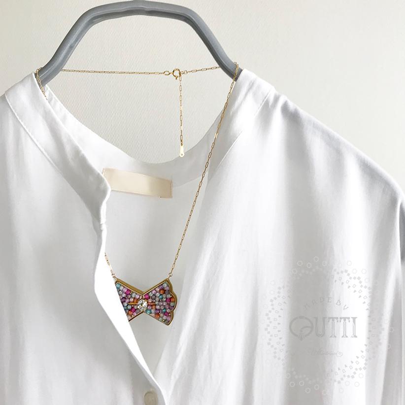 【1点品】14KGF/EMBROIDERY: 'ORIBBON' Necklace _01　-刺繍ﾈｯｸﾚｽ | 10枚目