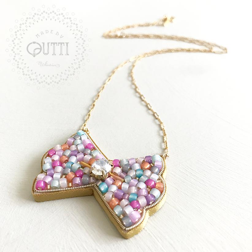 【1点品】14KGF/EMBROIDERY: 'ORIBBON' Necklace _01　-刺繍ﾈｯｸﾚｽ