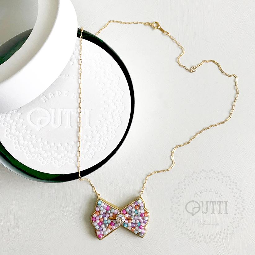 【1点品】14KGF/EMBROIDERY: 'ORIBBON' Necklace _01　-刺繍ﾈｯｸﾚｽ | 4枚目