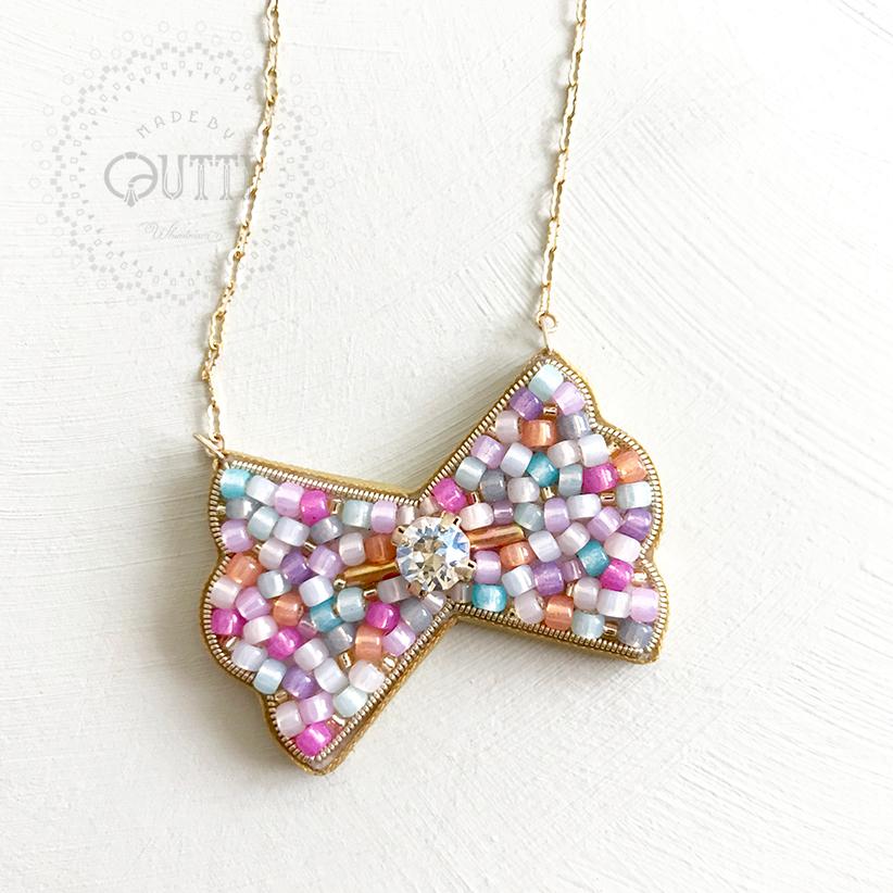 【1点品】14KGF/EMBROIDERY: 'ORIBBON' Necklace _01　-刺繍ﾈｯｸﾚｽ | 6枚目