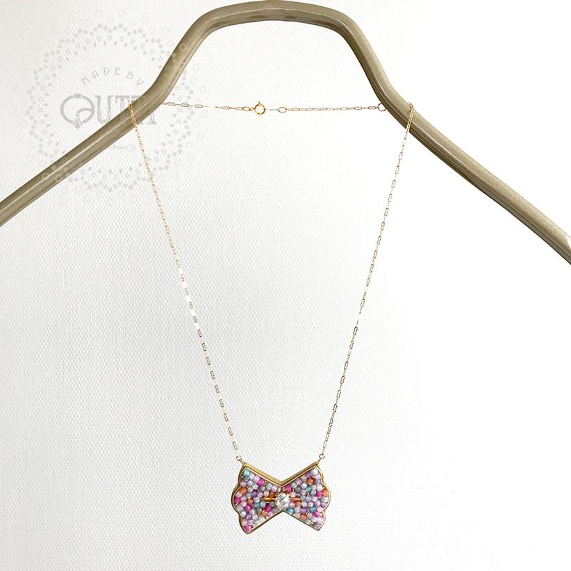 【1点品】14KGF/EMBROIDERY: 'ORIBBON' Necklace _01　-刺繍ﾈｯｸﾚｽ | 9枚目